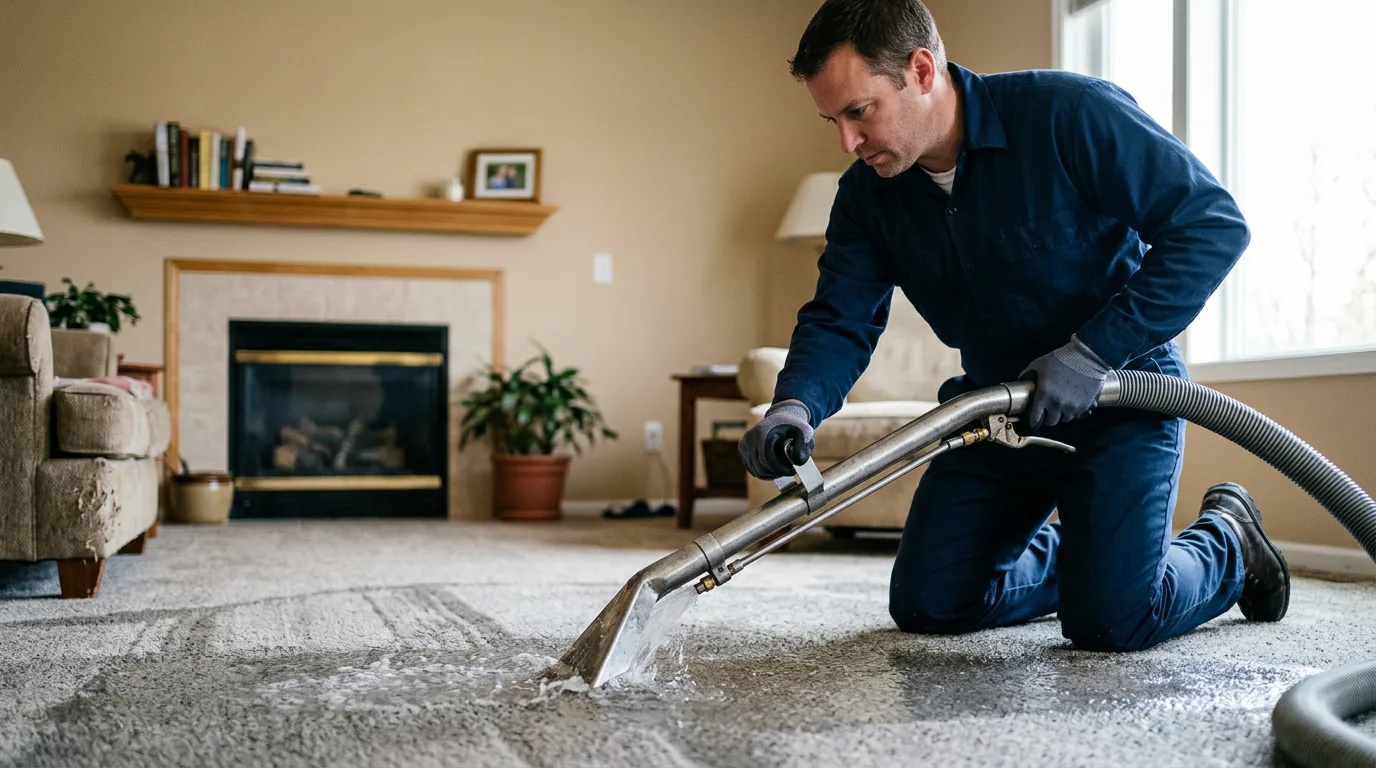 Water damage restoration technician working near Freedom, NH